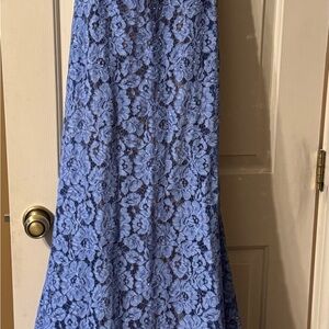 Elegant Blue Lace Dress